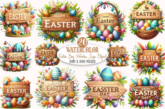 Easter Day Wooden Sign Clipart Sublimation SVGista 