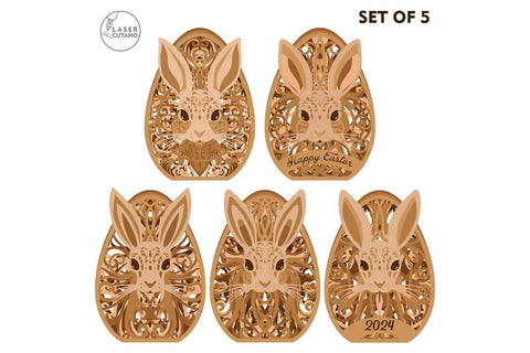 Easter Decorative Eggs Bundle, Multilayer Home Decor, Laser Cut Files SVG LaserCutano 