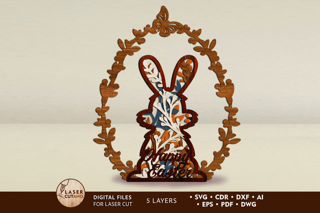 Easter Decorative Rabbit Template, Laser Cut File SVG LaserCutano 
