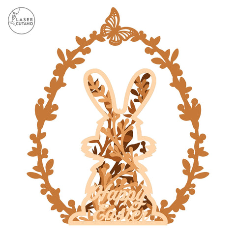 Easter Decorative Rabbit Template, Laser Cut File SVG LaserCutano 