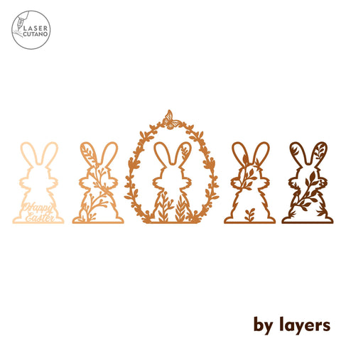 Easter Decorative Rabbit Template, Laser Cut File SVG LaserCutano 