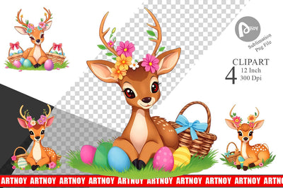 Easter Deer Clipart Sublimation artnoy 