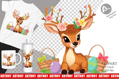 Easter Deer Clipart Sublimation artnoy 