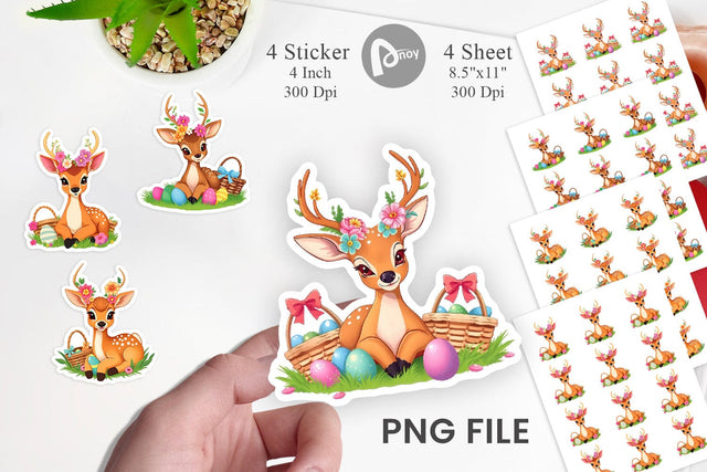 Easter Deer Sticker Sublimation artnoy 