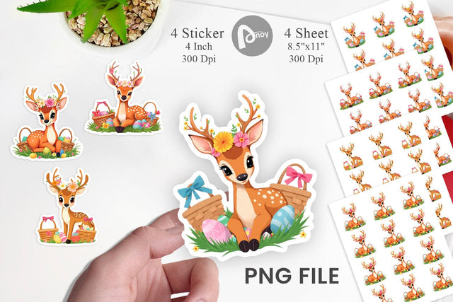 Easter Deer Sticker Sublimation artnoy 