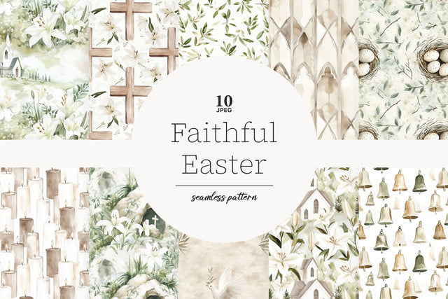Easter Digital Paper | Religious Cross Seamless Patterns Digital Pattern GlamArtZhanna 