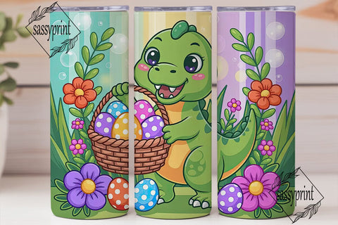 Easter Dinosaur Basket 20oz Tumbler Wrap Sublimation sassyprint 