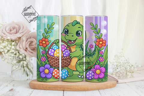 Easter Dinosaur Basket 20oz Tumbler Wrap Sublimation sassyprint 