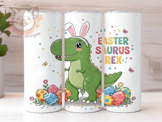 Easter Dinosaur T-Rex Egg Hunt Tumbler Wrap, T-Rex Easter Wrap, Dino Egg Hunt Cup, Funny Easter T-Rex, Pastel Dinosaur Sublimation, Cute Dino Easter Gift, Kids Easter Tumbler Sublimation Lara' s Designs 
