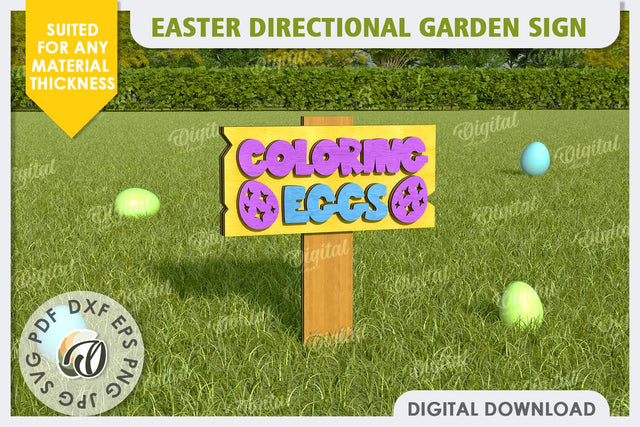 Easter Directional Garden Sign Laser Cut SVG Evgenyia Guschina 