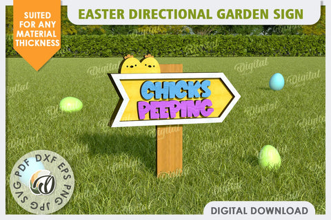Easter Directional Garden Signs Laser Cut Bundle. 3D Easter SVG Evgenyia Guschina 