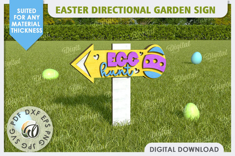 Easter Directional Garden Signs Laser Cut Bundle. 3D Easter SVG Evgenyia Guschina 