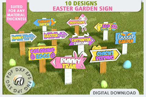 Easter Directional Garden Signs Laser Cut Bundle. 3D Easter SVG Evgenyia Guschina 