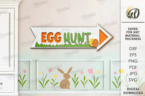 Easter Directional Sign Laser Cut. Easter Decor SVG SVG Evgenyia Guschina 