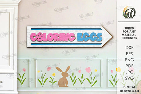 Easter Directional Sign Laser Cut. Easter Decor SVG SVG Evgenyia Guschina 
