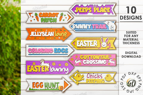 Easter Directional Signs Laser Cut Bundle. Easter Decor SVG SVG Evgenyia Guschina 