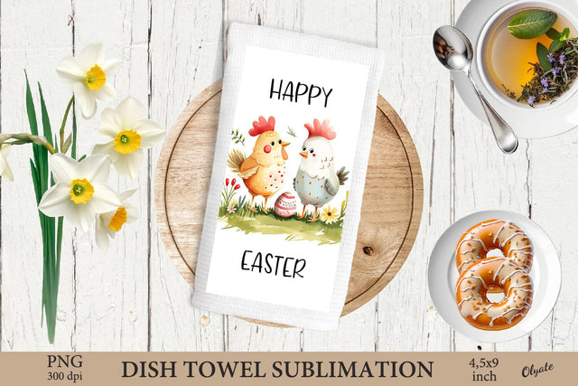 Easter Dish Towel PNG. Chick Dish Towel PNG. Easter Kitchen Sublimation Olga Terlyanskaya 