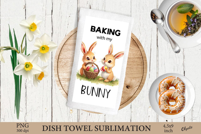 Easter Dish Towel Sublimation PNG. Bunny Quote Sublimation PNG Sublimation Olga Terlyanskaya 