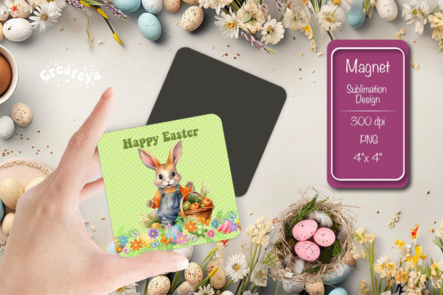 Easter Dishwasher Magnet – Bunny Square Sublimation PNG Design Sublimation Createya Design 