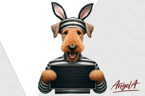 Easter dog clipart / bad bunny / funny dog / Airedale PNG Sublimation Angelina Semenova 