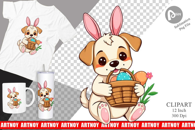 Easter Dog Clipart Sublimation artnoy 