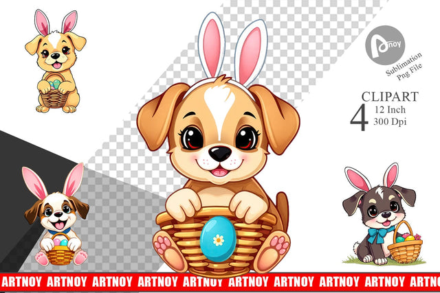 Easter Dog Clipart Sublimation artnoy 