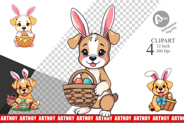 Easter Dog Clipart Sublimation artnoy 