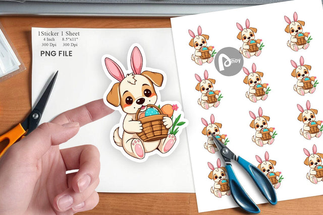 Easter Dog Sticker Sublimation artnoy 