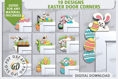Easter Door Corners Laser Cut Bundle. Easter Decor SVG SVG Evgenyia Guschina 