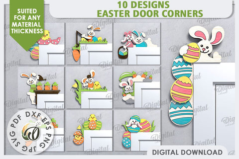 Easter Door Corners Laser Cut Bundle. Easter Decor SVG SVG Evgenyia Guschina 