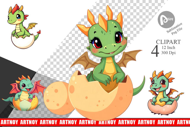 Easter Dragon Clipart Sublimation artnoy 