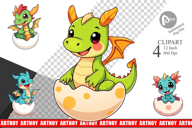 Easter Dragon Clipart Sublimation artnoy 