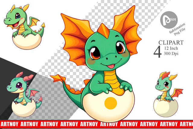 Easter Dragon Clipart Sublimation artnoy 