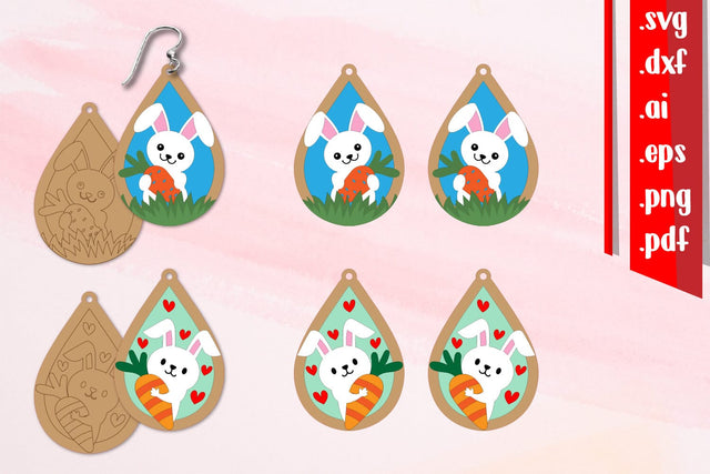 Easter Earrings Laser cut 2 | Cut and Score Earrings SVG zafrans studio 