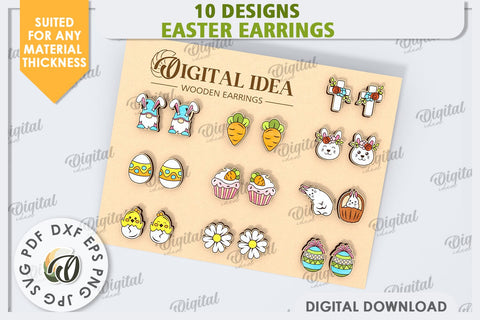 Easter Earrings Laser Cut Bundle. Spring Earrings SVG SVG Evgenyia Guschina 