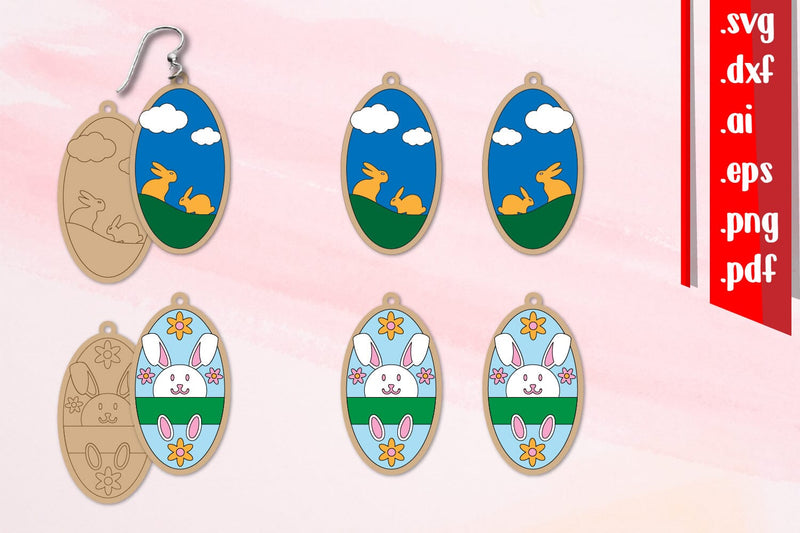 Easter Earrings Laser cut | Cut and Score Earrings SVG zafrans studio 