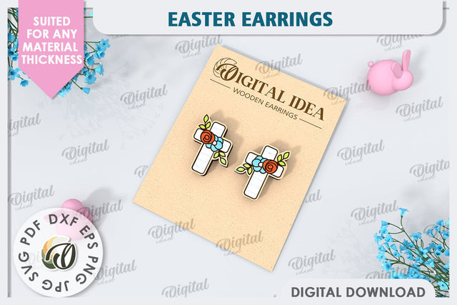 Easter Earrings Laser Cut. Spring Earrings SVG SVG Evgenyia Guschina 