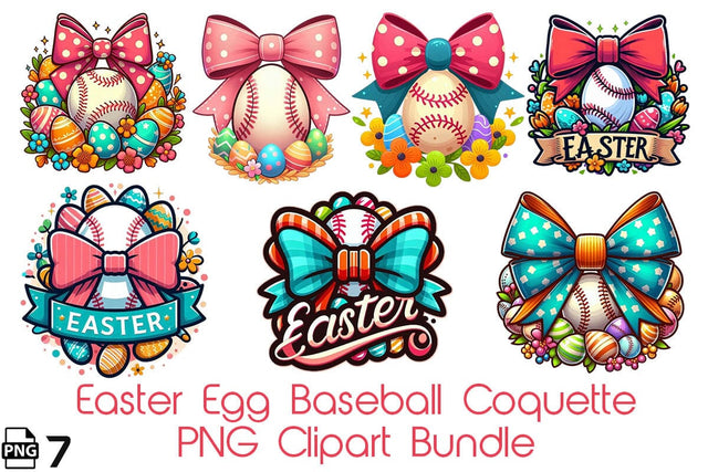 Easter Egg Baseball Coquette PNG Clipart Bundle Printable File Sublimation Creativedesigntee 
