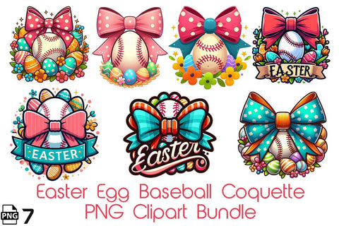 Easter Egg Baseball Coquette PNG Clipart Bundle Printable File Sublimation Creativedesigntee 