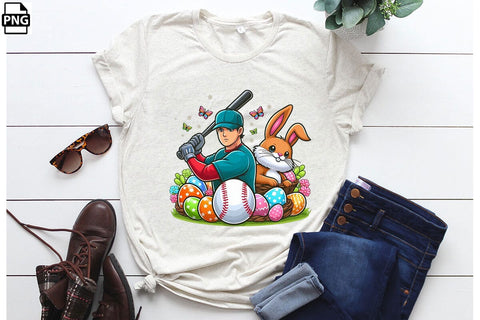 Easter Egg Baseball Player PNG Printable File Sublimation Creativedesigntee 