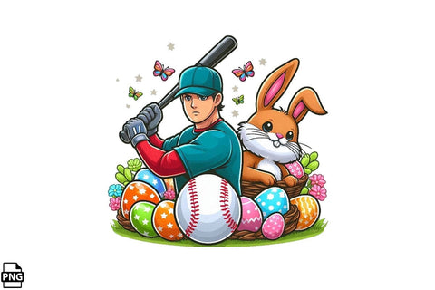 Easter Egg Baseball Player PNG Printable File Sublimation Creativedesigntee 