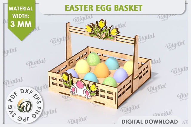 Easter Egg Basket Laser Cut. Egg Holder. 3D Easter Box SVG SVG Evgenyia Guschina 