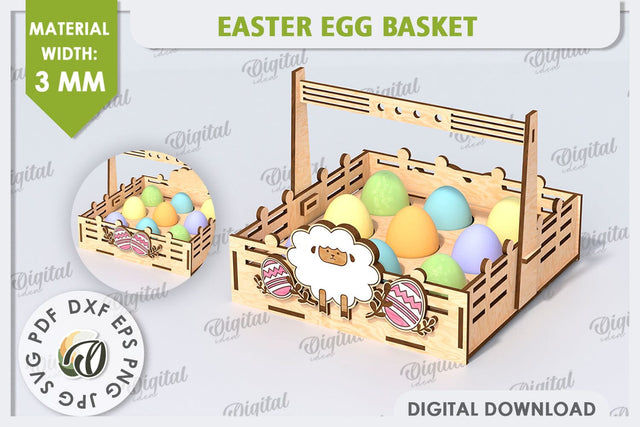 Easter Egg Basket Laser Cut. Egg Holder. 3D Easter Box SVG SVG Evgenyia Guschina 