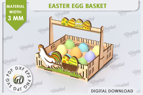 Easter Egg Basket Laser Cut. Egg Holder. 3D Easter Box SVG SVG Evgenyia Guschina 