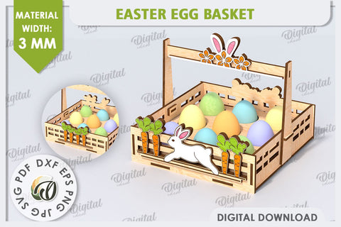 Easter Egg Basket Laser Cut. Egg Holder. 3D Easter Box SVG SVG Evgenyia Guschina 