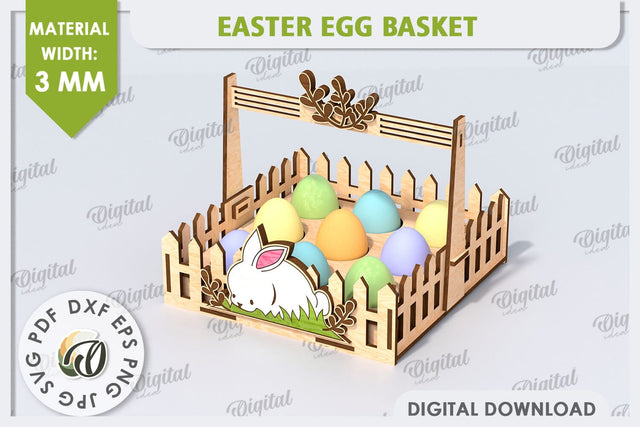 Easter Egg Basket Laser Cut. Egg Holder. 3D Easter Box SVG SVG Evgenyia Guschina 