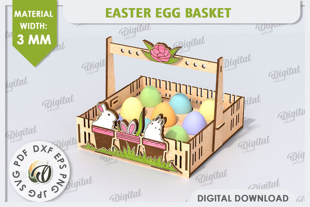 Easter Egg Basket Laser Cut. Egg Holder. 3D Easter Box SVG SVG Evgenyia Guschina 