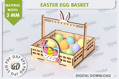 Easter Egg Basket Laser Cut. Egg Holder. 3D Easter Box SVG SVG Evgenyia Guschina 