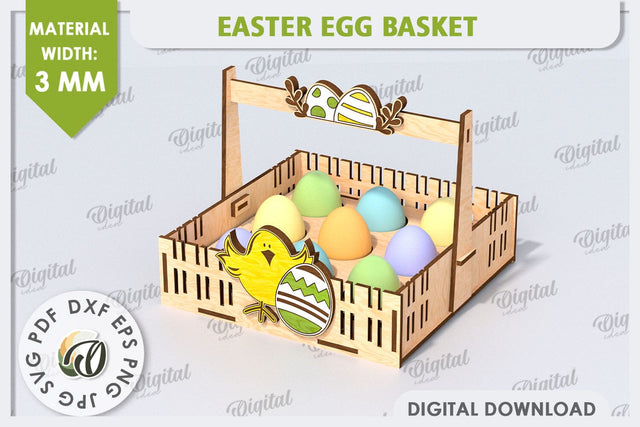 Easter Egg Basket Laser Cut. Egg Holder. 3D Easter Box SVG SVG Evgenyia Guschina 
