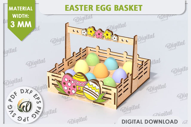 Easter Egg Basket Laser Cut. Egg Holder. 3D Easter Box SVG SVG Evgenyia Guschina 